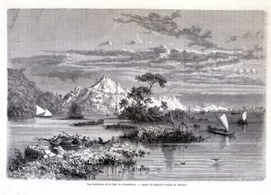 Vista interna della Baia di Chantaboun. Disegno di Sabatier secondo Mr. Mouhot. "Tour du monde" da Louis Remy Sabatier