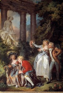 Offerta galante a Venere in un paesaggio romantico di rovine antiche da Louis Rolland Trinquesse