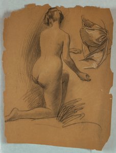 Studio di figura nuda inginocchiata da Louis Schaettle