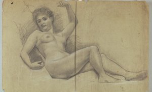 Studio di figura nuda reclinata da Louis Schaettle
