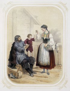 Famiglia in Russia - in "Album du jeune voyageur", illustrato da Louis Lassalle da Louis Simon Lassalle