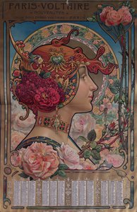 Calendario per il 1901 per il negozio Paris-Voltaire, Parigi, c.1900 da Louis Theophile Hingres