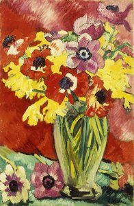 Vaso di cristallo con anemoni e narcisi da Louis Valtat