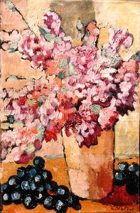 Natura morta con fiori e uva nera da Louis Valtat