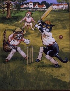 Gatti che giocano a cricket da Louis Wain