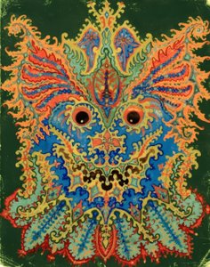 Kaleidoscopio di gatti: motivo di gatti su verde da Louis Wain