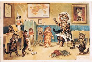 Il gatto birichino, Cartolina, 1960s da Louis Wain