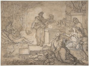 Sacrificio offerto davanti a una statua di Giove da Louis de Boullogne