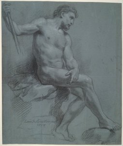 Nudo maschile seduto di profilo