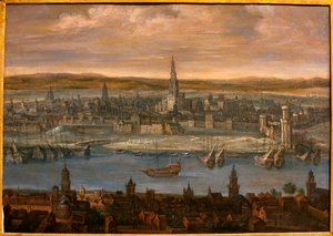 Veduta di Siviglia - Dipinto attribuito a Louis de Caulery, inizio XVII secolo - Museo di Belle Arti di Siviglia, Spagna da Louis de Caulery