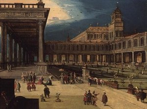 I giardini e il cortile di un palazzo rinascimentale