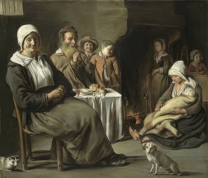 Interno contadino con un vecchio flautista, circa 1642 da Louis le Nain
