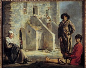 Contadini davanti alla loro casa