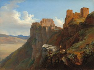 Vista del Castello di San Giuliano, vicino a Trapani, Sicilia, c. 1824-1826 da Louise Josephine Sarazin de Belmont