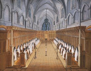 Abbazia di Port-Royal des Champs, coro delle suore in chiesa (disegno) da Louise Magdeleine Hortemels