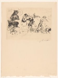 Satiro, una ninfa, un fauno e un branco di maiali da Lovis Corinth (signed by artist)