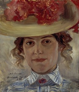Signora Halbe con cappello di paglia