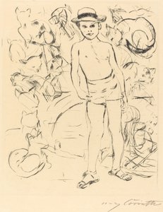 Ragazzo con costume da bagno e cappello di paglia da Lovis Corinth