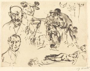 Schizzi di uomini, incluso Max Liebermann, c. 1915 da Lovis Corinth