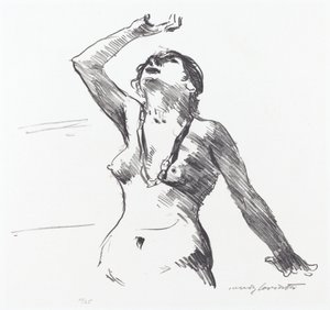 Nudo femminile che si difende da Lovis Corinth