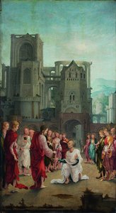 Cristo consegna le chiavi a San Pietro da Lower Rhenish pupil of Wolf Huber