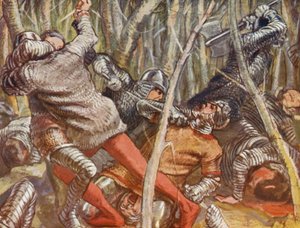 Illustrazione per le storie di Guy di Warwick (litografia a colori)