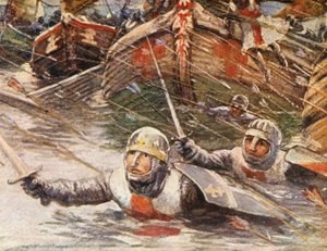 Illustrazione per storie di crociate (litografia a colori)