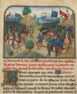 Gli eserciti di Francia e Borgogna con Martel in preghiera da Loyset Liedet