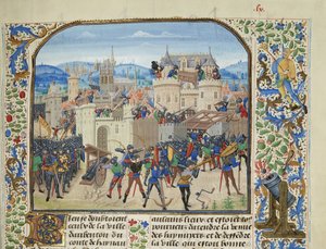 Guglielmo II, conte di Hainaut, prende e distrugge Aubenton da Loyset Liedet