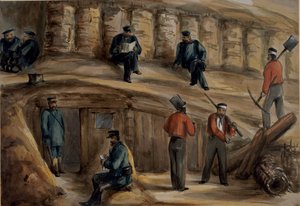 Artiglieri del Reggimento Reale di Artiglieria a riposo nelle trincee di Sebastopoli, c.1855 da Lt. Henry James Alderson