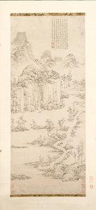 Ritiro taoista in paesaggio di montagna e fiume dopo Ni Zan [1301-1374], 1567