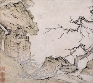 Narciso, albero di prugne in un paesaggio da Lu Zhi