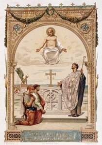 San Martino evangelizzatore della Gallia sotto lo sguardo di Cristo - chromo. secondo un dipinto di Merson