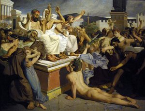 Filippide annuncia la vittoria dopo la battaglia di Maratona da Luc Olivier Merson