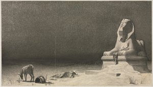Il riposo durante la fuga in Egitto (recto), Schizzo di una Sfinge (verso), c. 1879-80 da Luc Olivier Merson