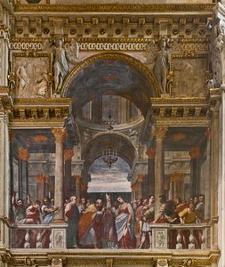 Genova, Duomo (Cattedrale di San Lorenzo), interno, Cappella Lercari o Cappella del Santissimo Sacramento (abside nord), lato sud: "Lo sposalizio della Vergine", affresco di Luca Cambiaso