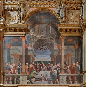 Genova, Duomo (Cattedrale di San Lorenzo), interno, Cappella Lercari o Cappella del Santissimo Sacramento (abside nord), lato nord: "La Presentazione al Tempio", affresco di Luca Cambiaso da Luca Cambiaso