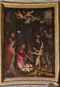 Genova, Duomo (Cattedrale di San Lorenzo), interno, Cappella Lercari o Cappella del Santissimo Sacramento (abside nord): "Adorazione dei pastori", di Luca Cambiaso da Luca Cambiaso