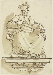Statua da mensola di un cardinale seduto da Luca Cambiaso