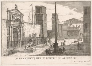Veduta del cancello del cantiere navale e complesso dell