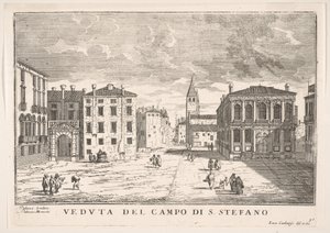 Tavola 95: Vista di Campo Santo Stefano con il Palazzo Loredan e il Palazzo Morosini, Venezia, 1703 da Luca Carlevarijs