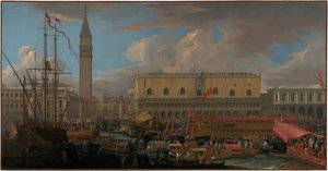 Il Bucintoro che parte dal Bacino di San Marco da Luca Carlevarijs