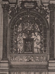 Altare della chiesa di Santa Maria delle Grazie, di Luca della Robbia, Montepulciano, Toscana, Italia, xilografia da Le cento città d