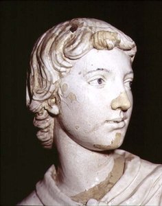 Angelo portacandela, dettaglio della testa (dettaglio) da Luca Della Robbia
