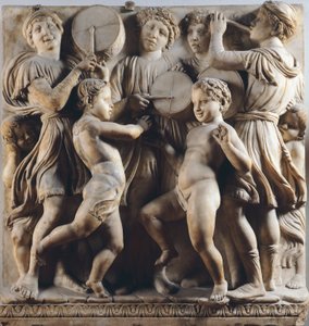Bambini e cherubini che ballano, cantano e giocano, dettaglio di Cantoria (galleria del coro) da Luca Della Robbia
