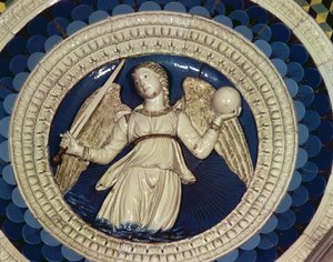 Giustizia, tondo dalla tomba del Cardinale del Portogallo, 1460