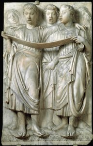 La cantoria o bambini che cantano in coro - Rilievo in marmo, di Luca della Robbia (c.1400-1482), Quattrocento da Luca Della Robbia