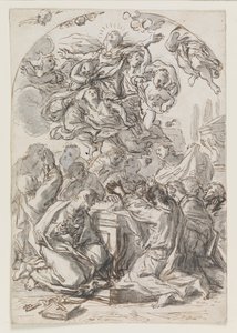 Assunzione della Vergine; verso: Testa di donna con bambino da Luca Giordano