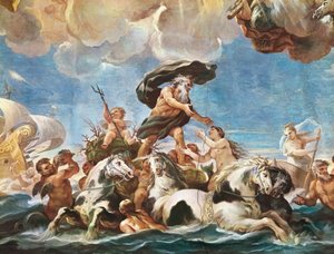 Nettuno, (dettaglio) affresco da Luca Giordano