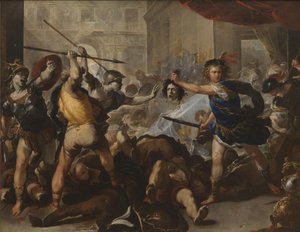 Perseo trasforma Fineo e i suoi seguaci in pietra da Luca Giordano